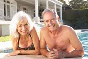 Sanibel Retirement Senior Couple by Pool