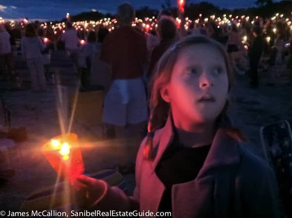 Young girl at the Christmas Eve service on Sanibel Island