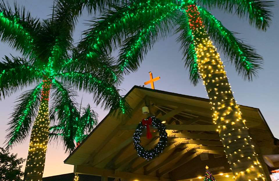 Sanibel Community Church decorated for Christmas