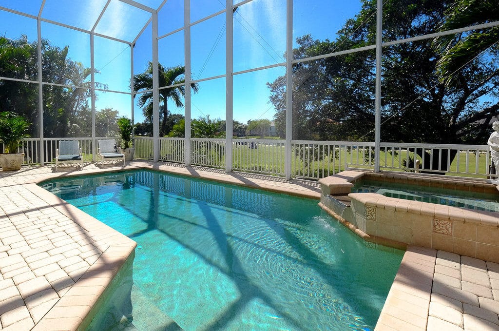 beautiful pool and hot tub in a home on Sanibel Island, FL