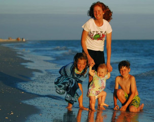Susan and Kids on Sanibel Beach